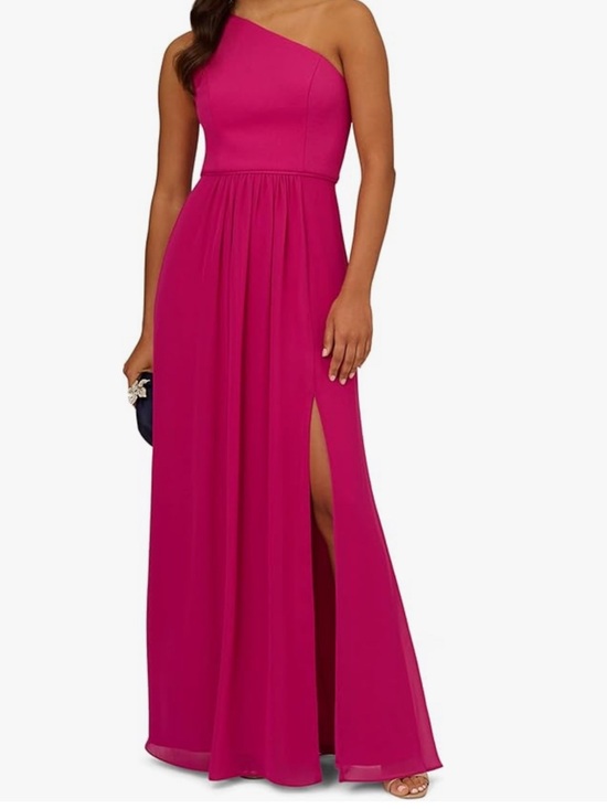 Adrianna Papell Dresses & Skirts - Adrianna Papell One-Shoulder Fuchsia/Magenta Maxi Dress